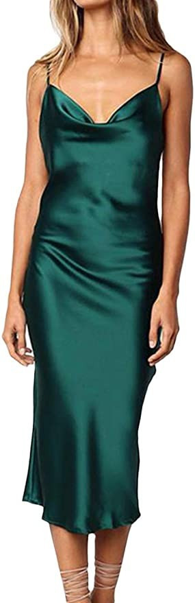 Women's Sleeveless Satin Dress | Amazon Dress Wedding Amazon Dress Winter Teal Emerald Green Dress | Amazon (US)