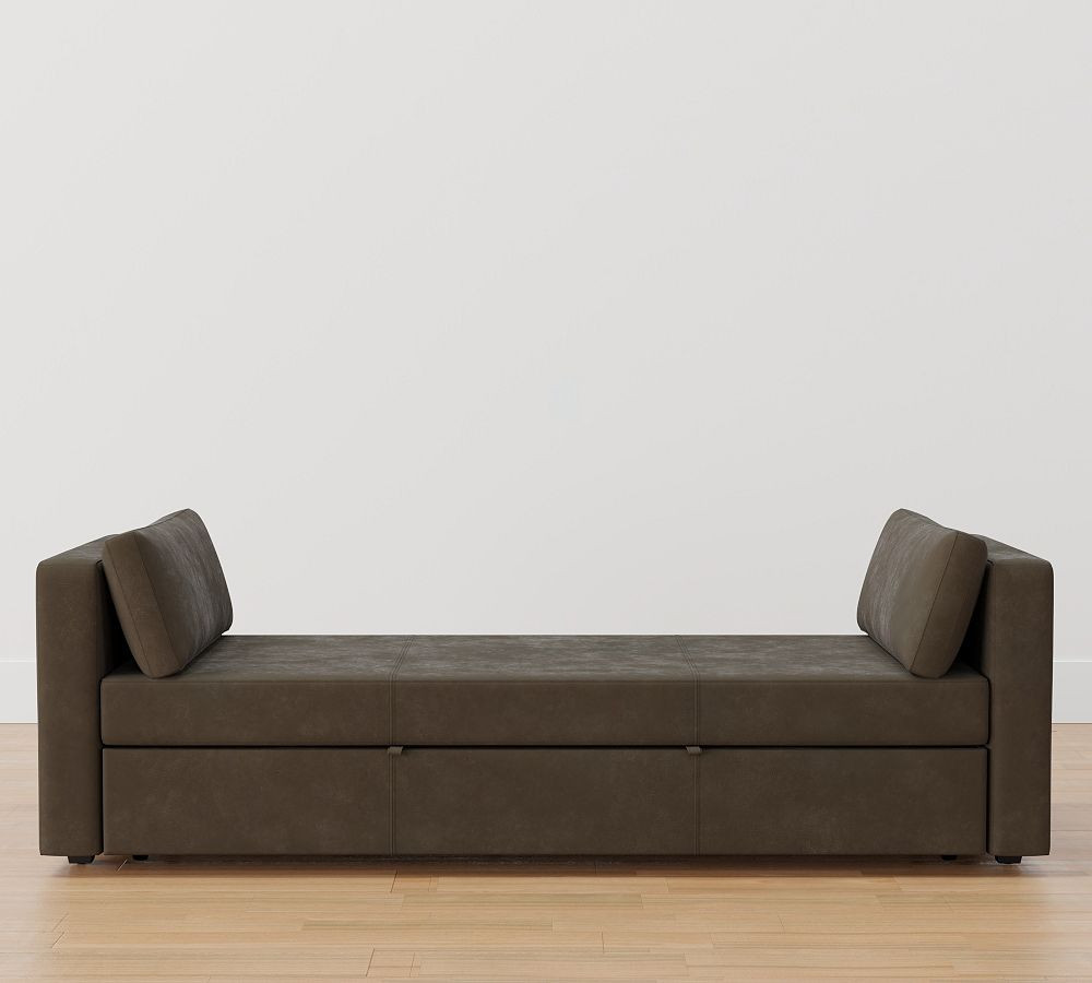 Jake Leather Trundle Daybed Sleeper | Pottery Barn (US)