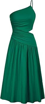 GRACE KARIN Women's Summer One Shoulder Dress Sleeveless Backless Cutout Waist A Line Flared Swin... | Amazon (US)