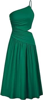 GRACE KARIN Women's Summer One Shoulder Dress Sleeveless Backless Cutout Waist A Line Flared Swin... | Amazon (US)
