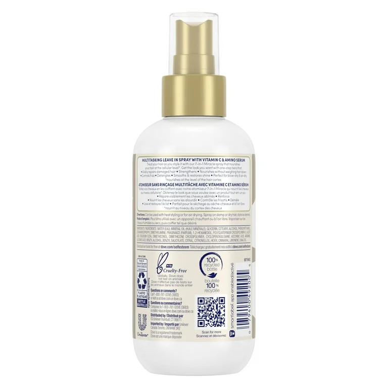 Dove Hair Therapy 7-in-1 Miracle Mist hairspray with Vitamin C and Amino Serum, 7.5 fl oz | Walmart (US)
