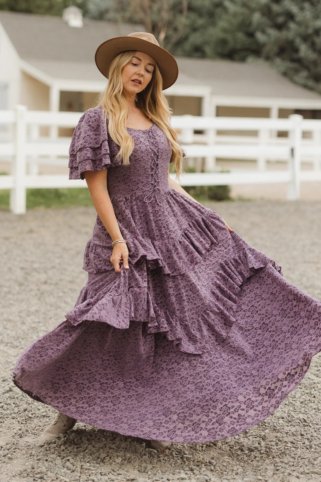 Solana Dress in Purple Lace | Ivy City Co