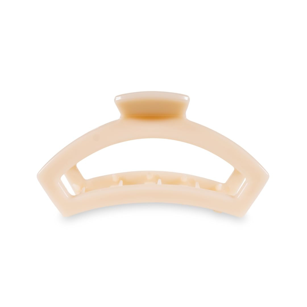 TELETIES - Medium Open Hair Clip - For Thin to Medium-Thick Hair - Strong Grip, Bendable Teeth, Comfortable Cutout Design - All Hair Textures - Almond Beige | Amazon (US)