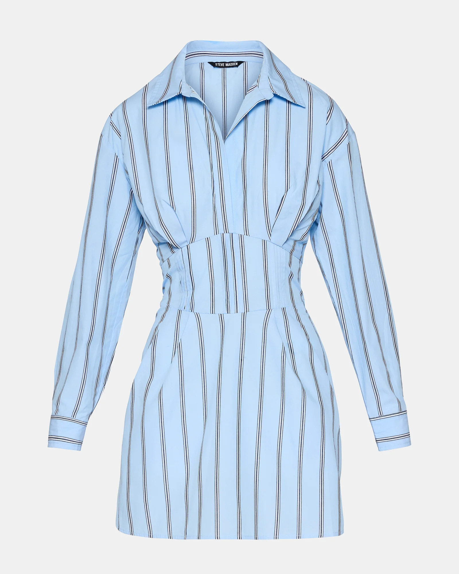 ARIANY Estate Blue Long-Sleeved Collared Neckline Women's Dress | Steve Madden (US)