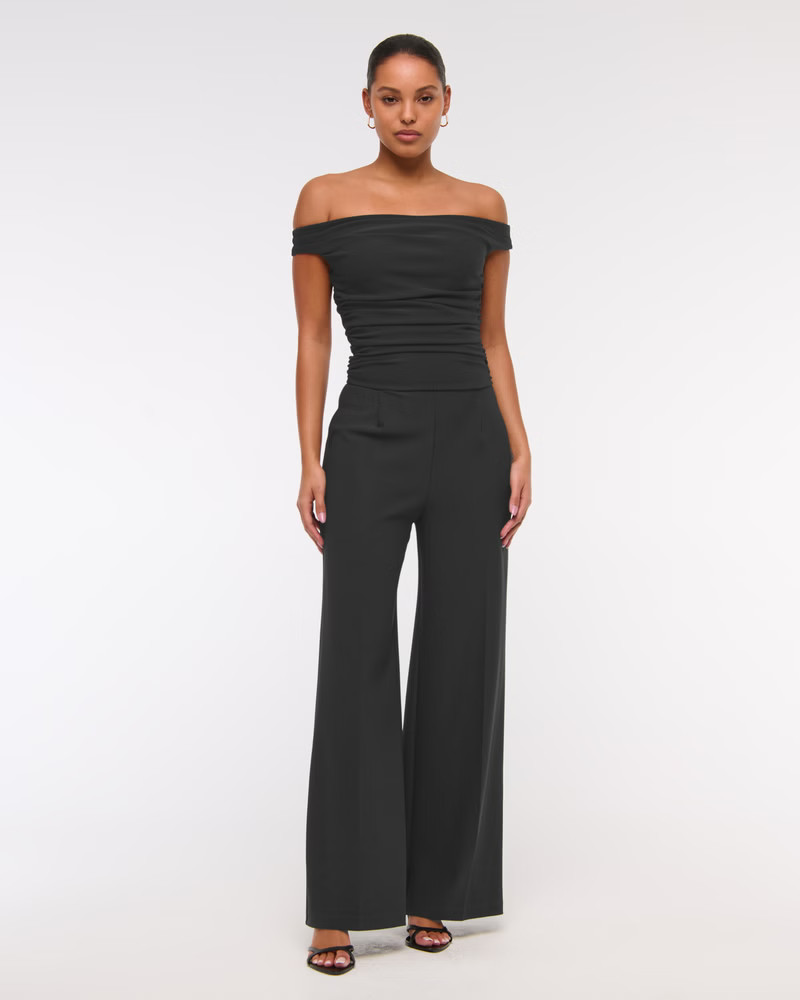 Women's Off-The-Shoulder Draped Jumpsuit | Women's Dresses & Jumpsuits | Abercrombie.com | Abercrombie & Fitch (US)