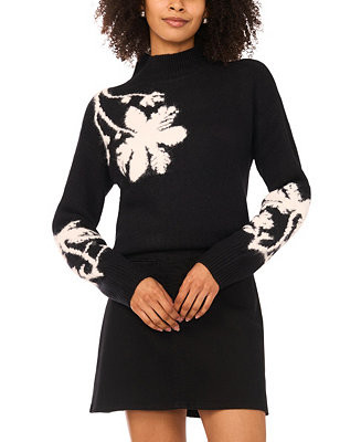 Women's Floral Motif Long-Sleeve Sweater | Macy's