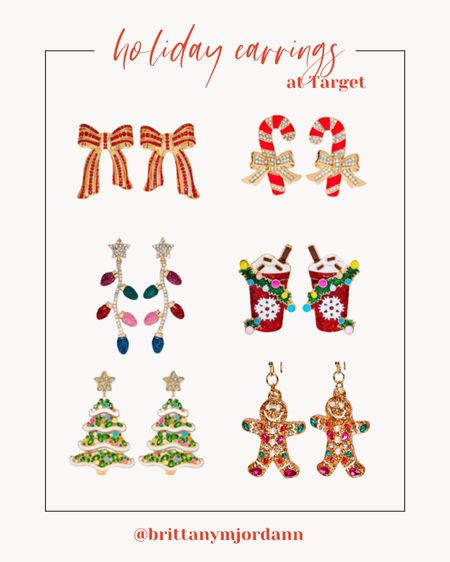 Holiday earrings at Target! 

Christmas earrings. Christmas looks. Christmas accessories 

#LTKSeasonal #LTKHoliday #LTKfindsunder50