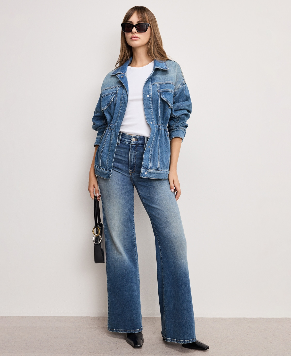 Good American Women's Barrel Sleeve Denim Jacket - Indigo912 | Macy's