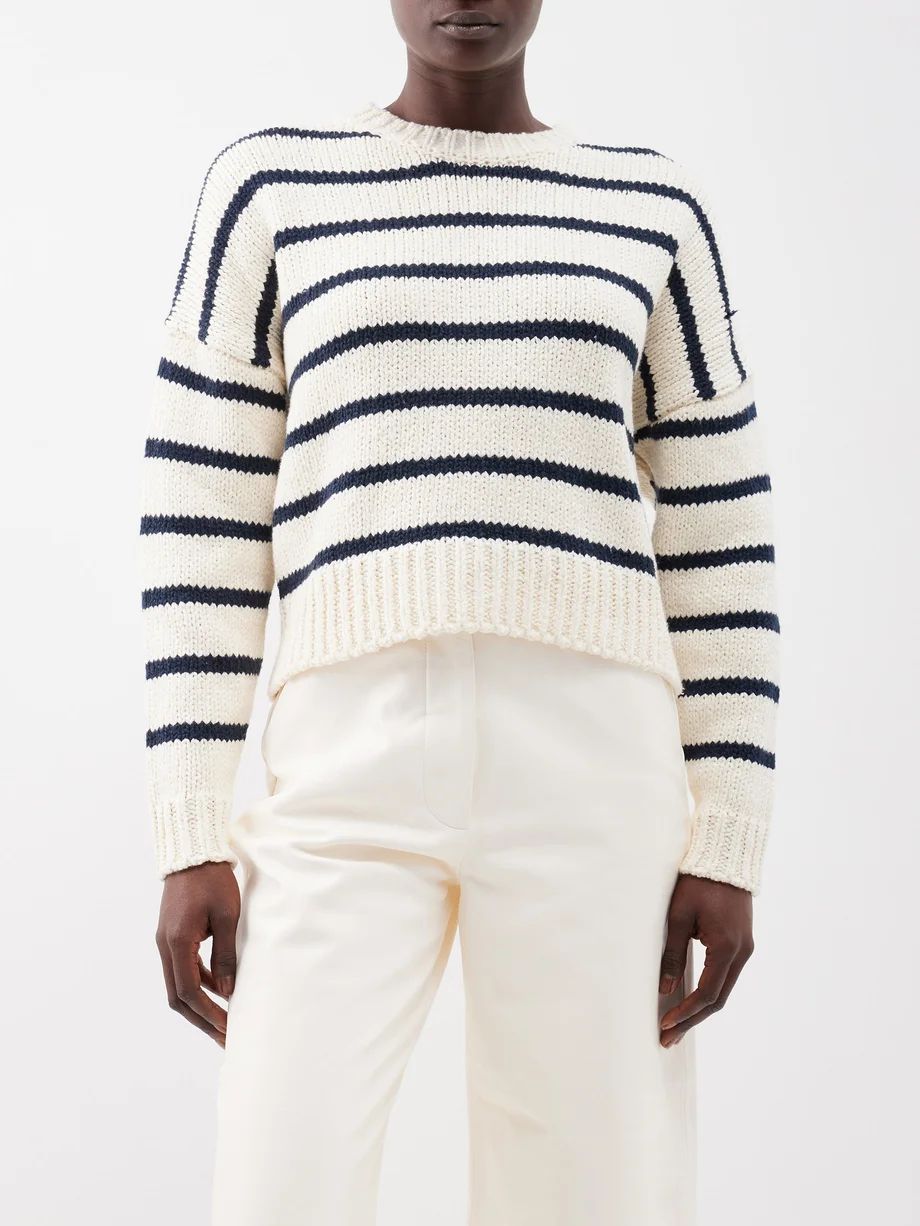 Cropped striped cotton sweater | FRAME | Matches (US)