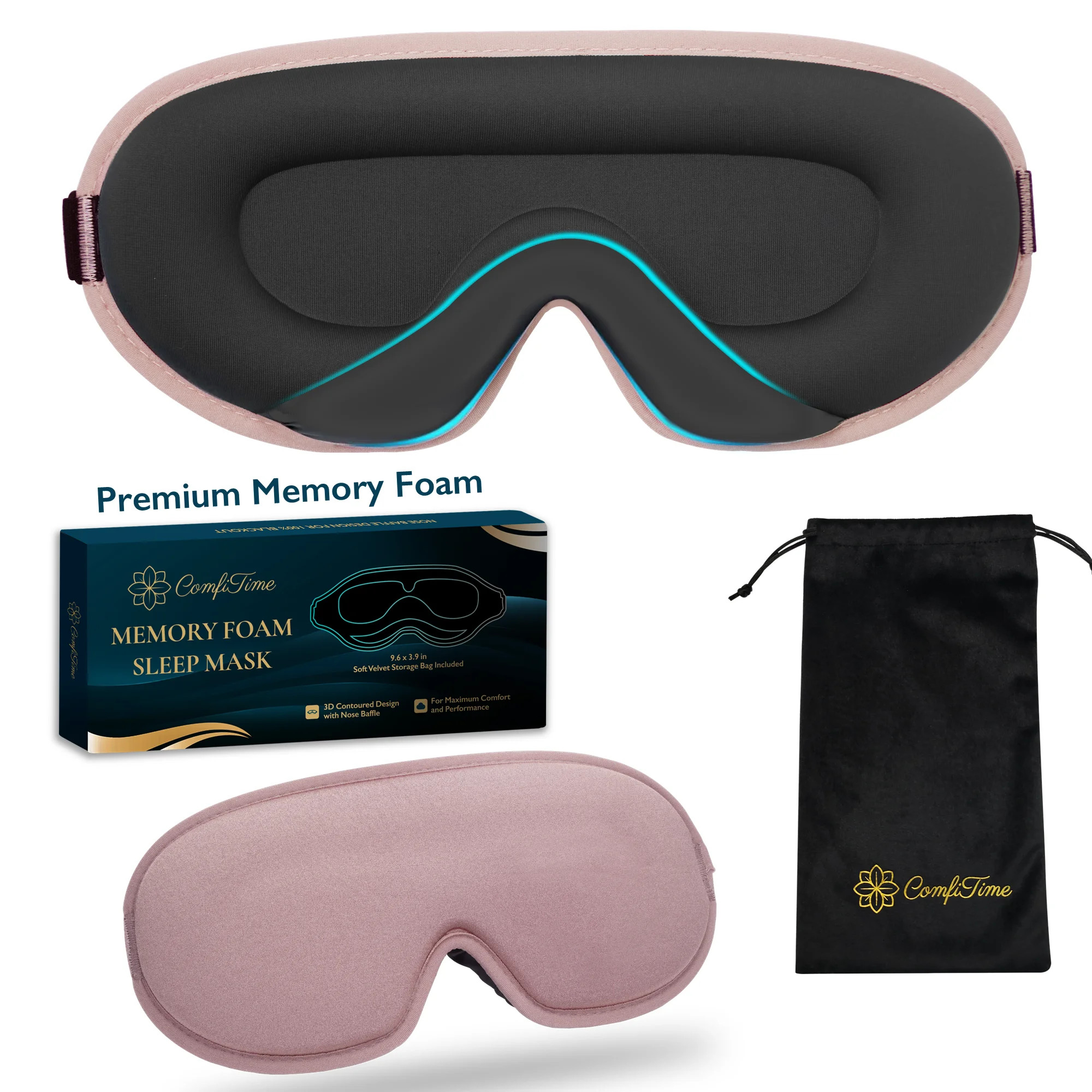 ComfiTime 3D Sleep Mask - 100% Blackout Eye Mask for Sleeping, Eye Covers for Men and Women, Cont... | Walmart (US)