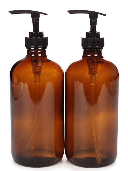 Vivaplex, 2, Large, 16 oz, Empty, Amber Glass Bottles with Black Lotion Pumps | Amazon (US)