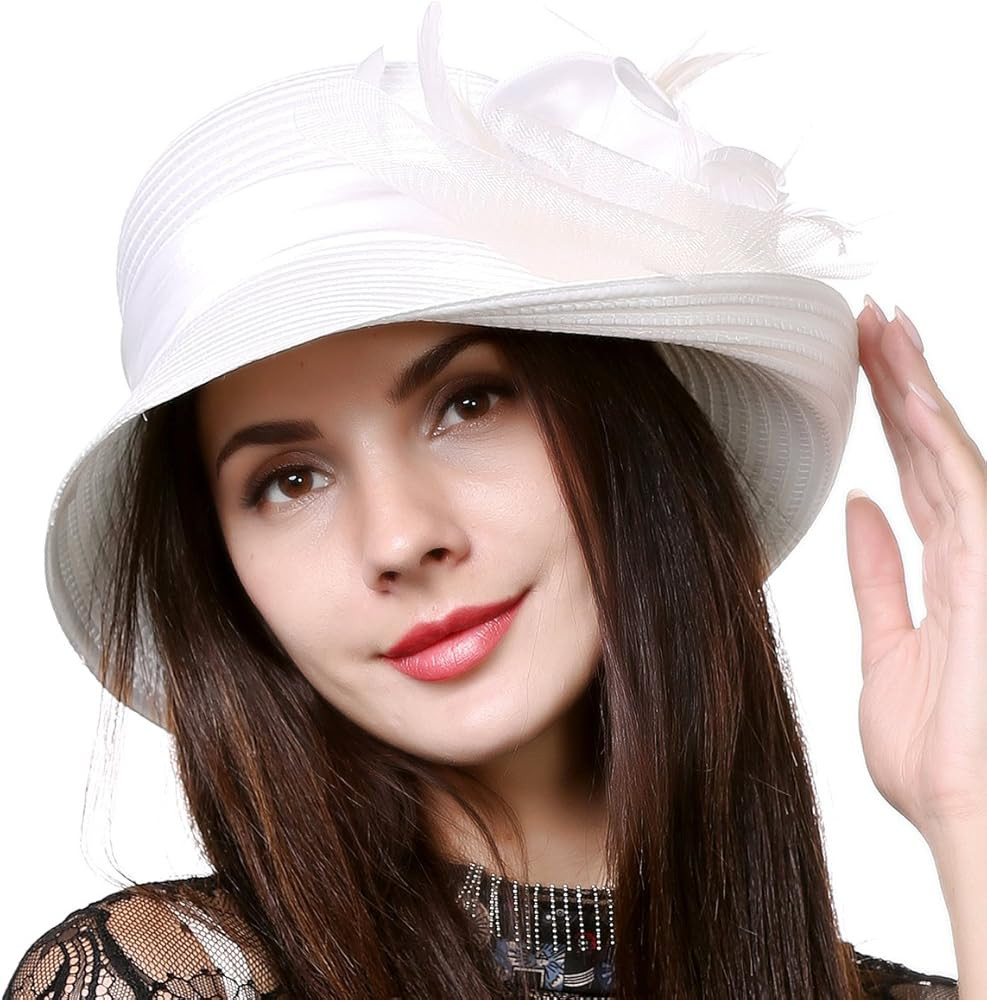Women Kentucky Church Derby Dress Wedding Party Feather Bucket Hat S608-A | Amazon (US)