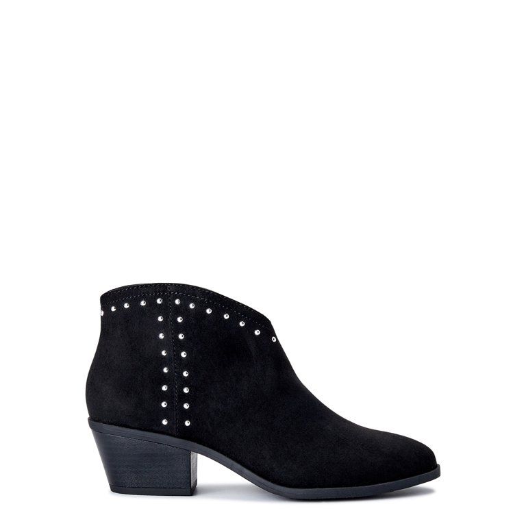 Scoop Women's Studded Faux Suede Booties with Block Heel - Walmart.com | Walmart (US)