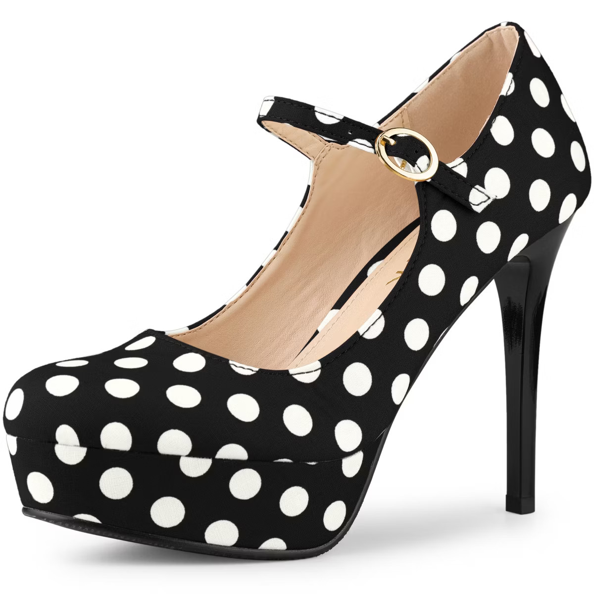 Allegra K Women's Polka Dots Platform Round Toe Ankle Strap Stiletto High Heel Pumps | Target