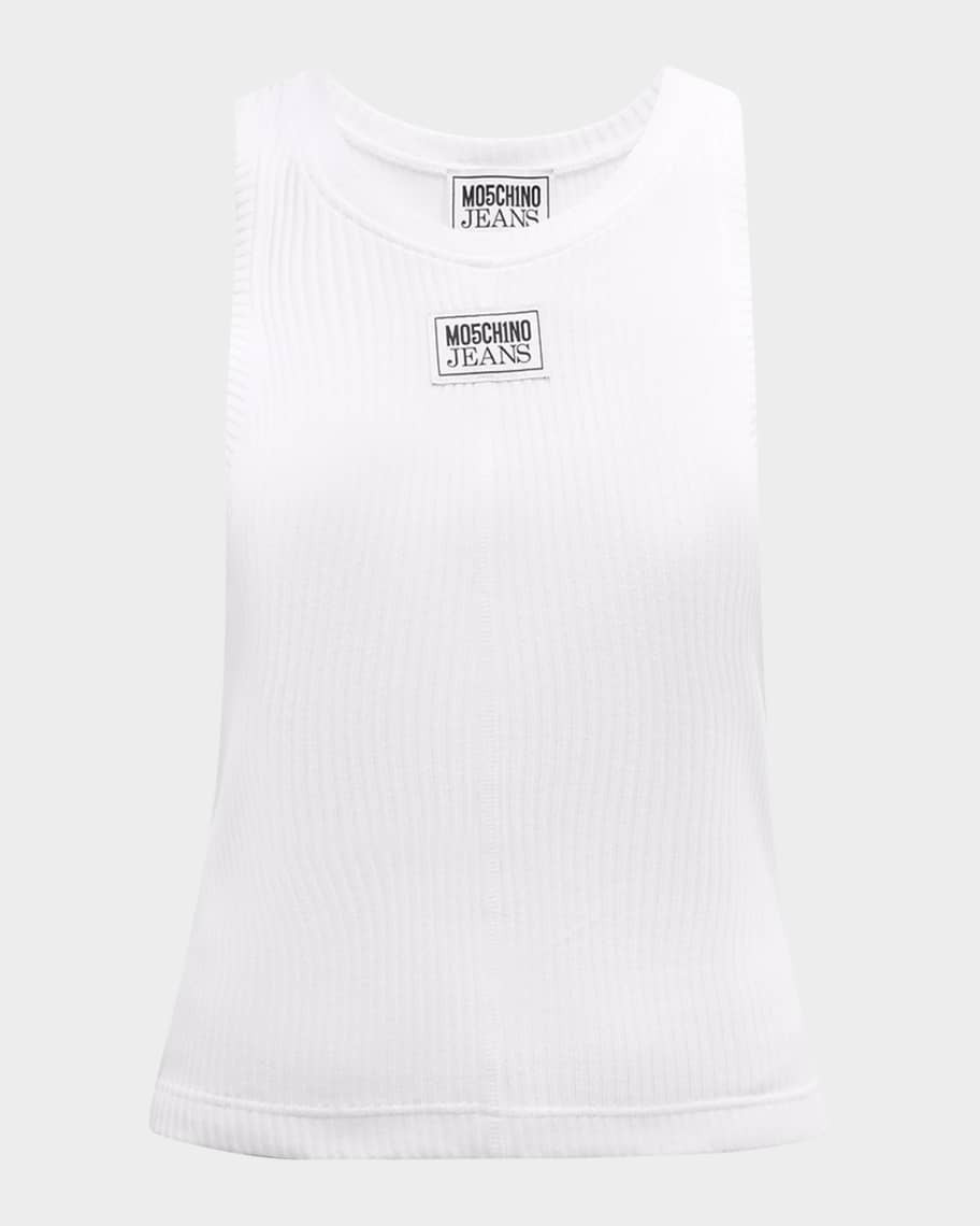 Moschino Jeans Signature Ribbed Logo Tank Top | Neiman Marcus