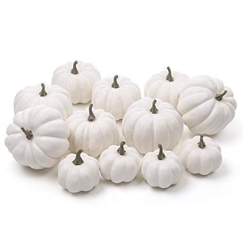Ogrmar 12 Pack Artificial Assorted Pumpkins, Mini Fake Pumpkins Artificial Vegetables for Halloween, | Amazon (US)