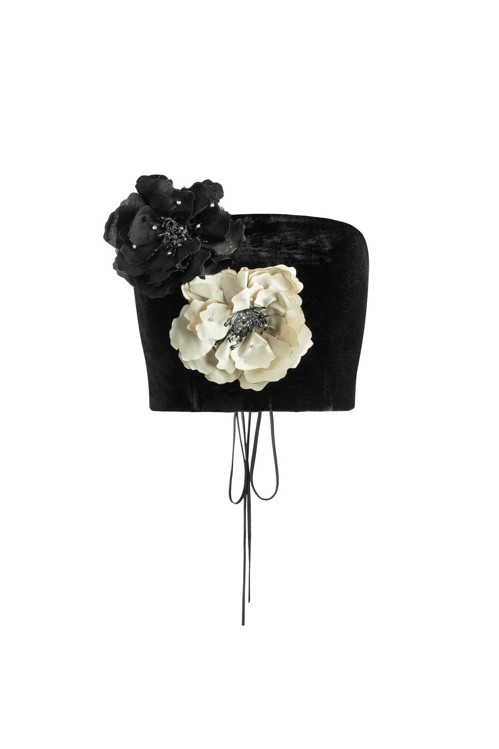 Persica Floral Bustier - Black & Ivory | Rosewater Collective