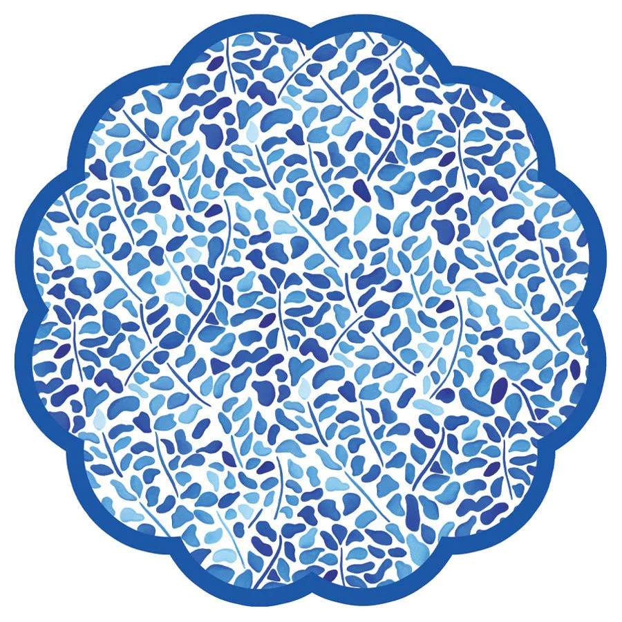 Blue Kaleidoscope Scalloped Paper Placemats by Lucy Grymes | Lucy Grymes Designs