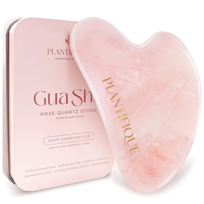 PLANTIFIQUE Gua Sha Rose Quartz Tool for Face Anti Aging Massage Tool - GuaSha Tool - Facial Skin... | Amazon (US)