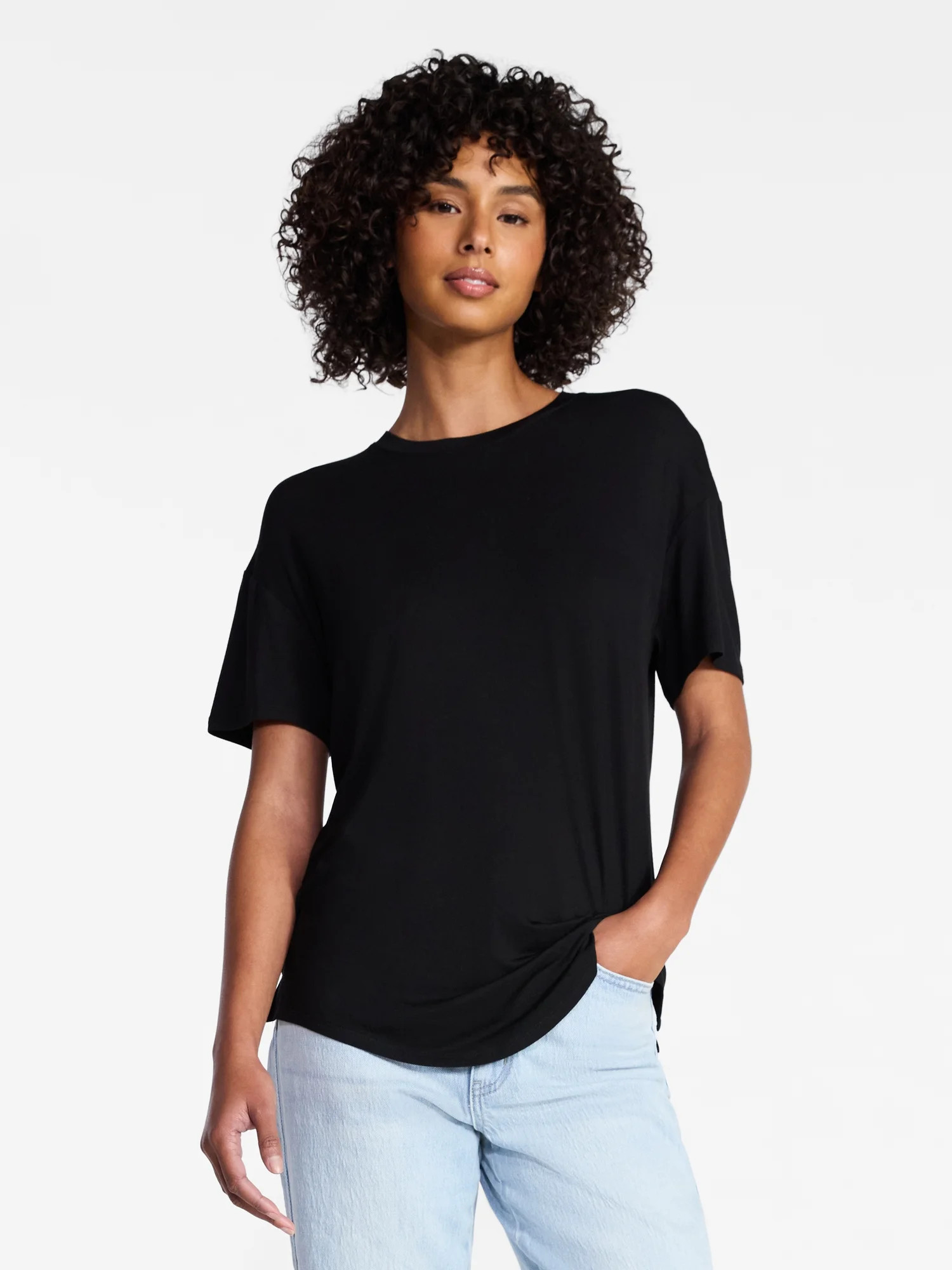 Time and Tru Women's Tunic Tee with Short Sleeves, Sizes XS-XXXL | Walmart (US)