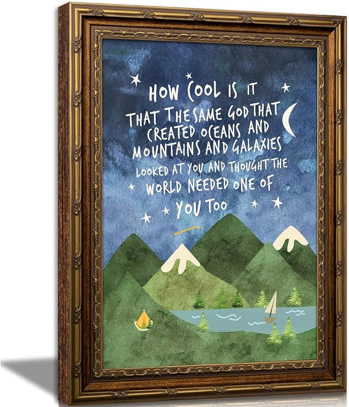 Gold Framed Same God Creation Wall Art, Blue Mountain Wall Art for Nursery Toddler Boy Room Wall ... | Amazon (US)