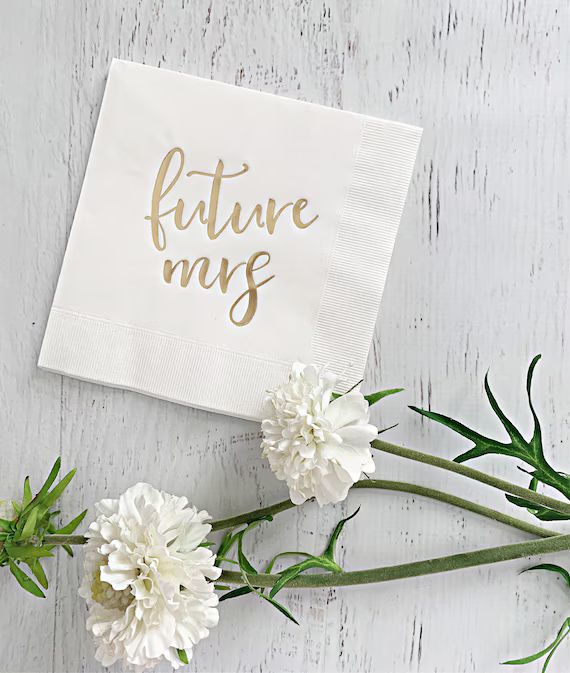 Future Mrs. Bridal Shower Napkins- White and Gold Foil | Etsy (US)