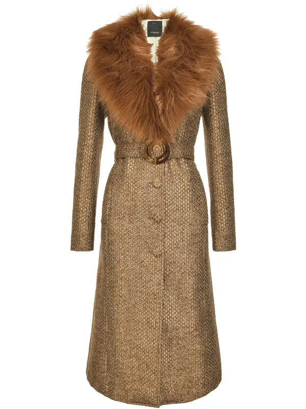 fur-panelled tweed coat | Farfetch (UK)
