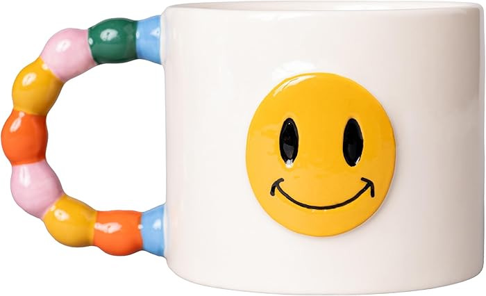 ban.do Novelty Ceramic Mug, 12 Ounce Coffee and Tea Cup with Handle, Vintage Inspired Mug (Smiley... | Amazon (US)