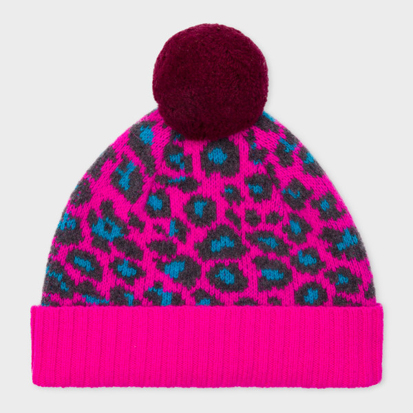 Women's Pink Wool 'Leopard' Bobble Hat | Paul Smith (Global)