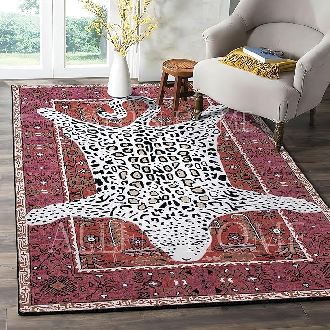 Allen Home Wool Area Rug | Leopard Rug Rust | Traditional Decorative Carpet | Area Rugs Suitable ... | Amazon (US)
