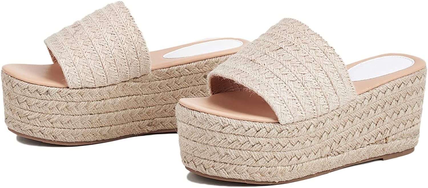 Erocalli Platform Slip on Espadrille Sandals for Women Wedges Slides Bohemia Sandals Flatform Ope... | Amazon (US)