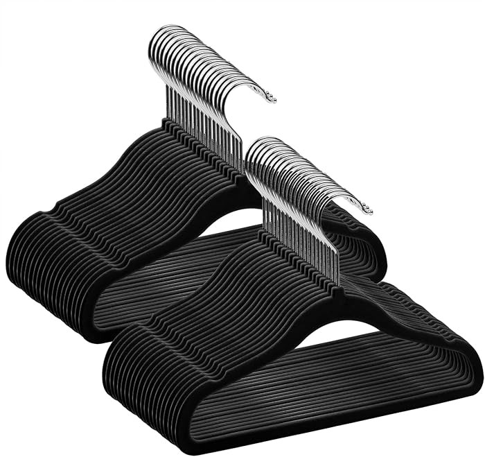 GoodtoU Infant Clothes Hangers Black Velvet, Toddler Hangers 50 Pack Non Slip for Baby Clothes | Amazon (US)