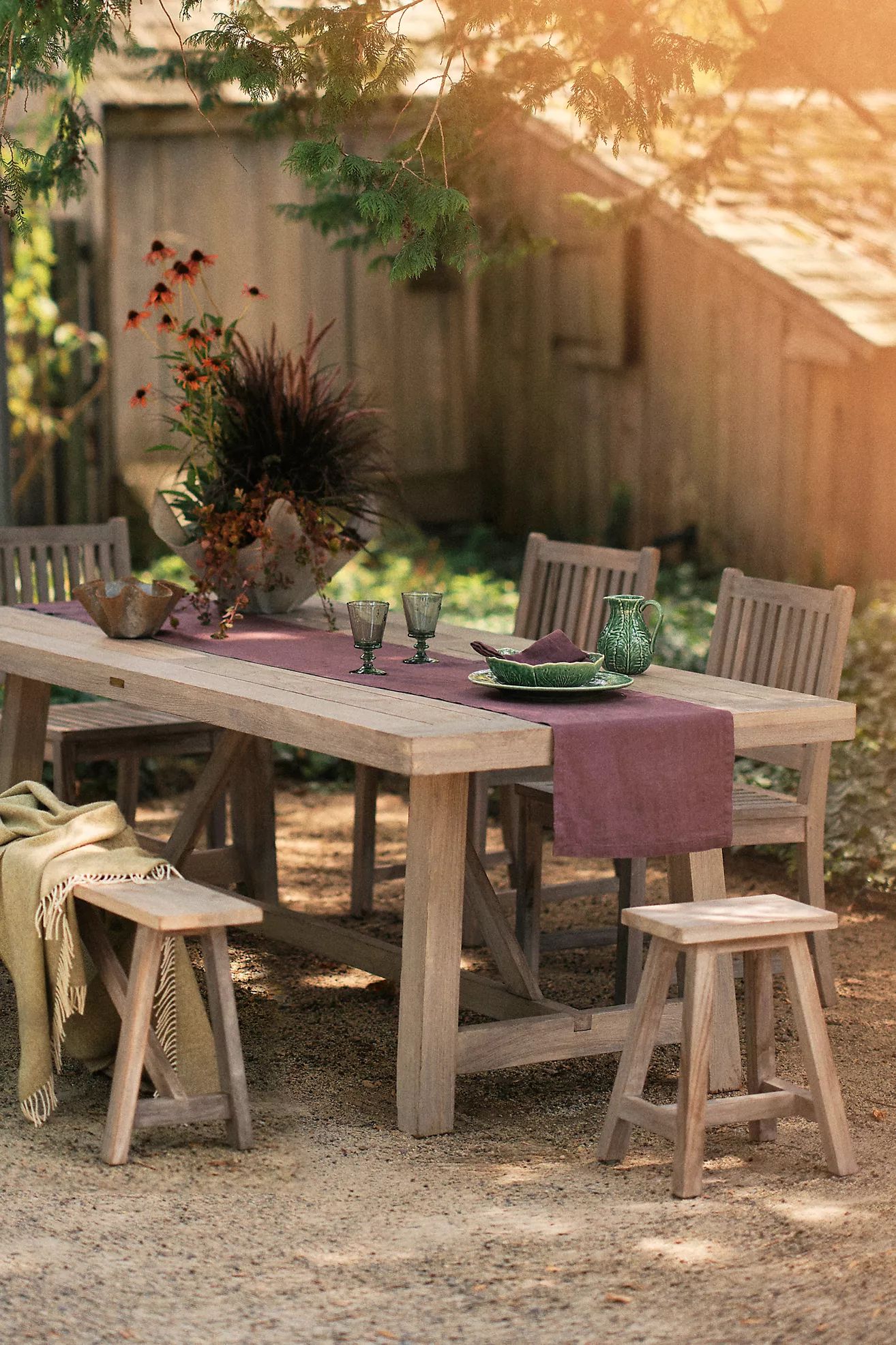 Braced Leg Teak Dining Table, 7 Foot | Anthropologie (US)