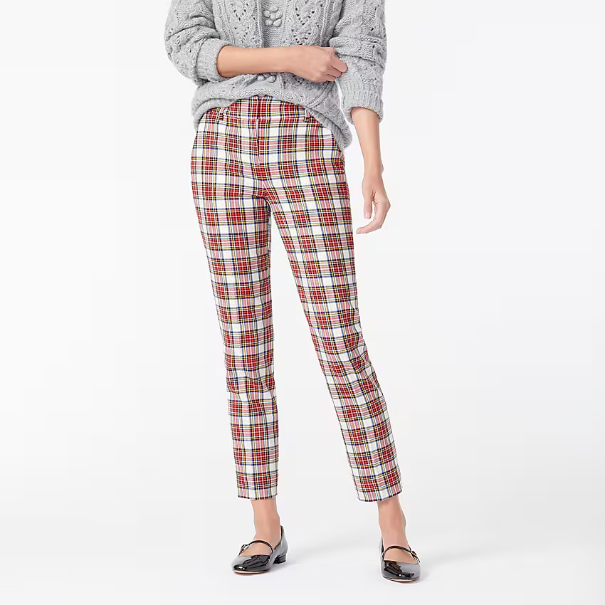 Cameron slim crop pant in snowy Stewart tartan bi-stretch wool | J. Crew US