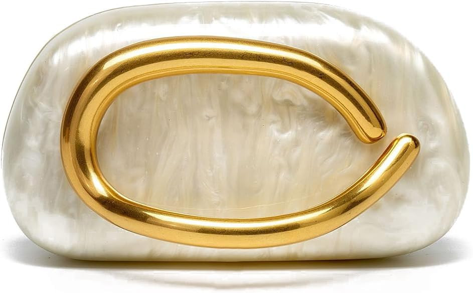 Box Clutch Purses For Women Shell Shape PU Leather Evening Handbag Gold Metal Handle Clutch Bag W... | Amazon (US)