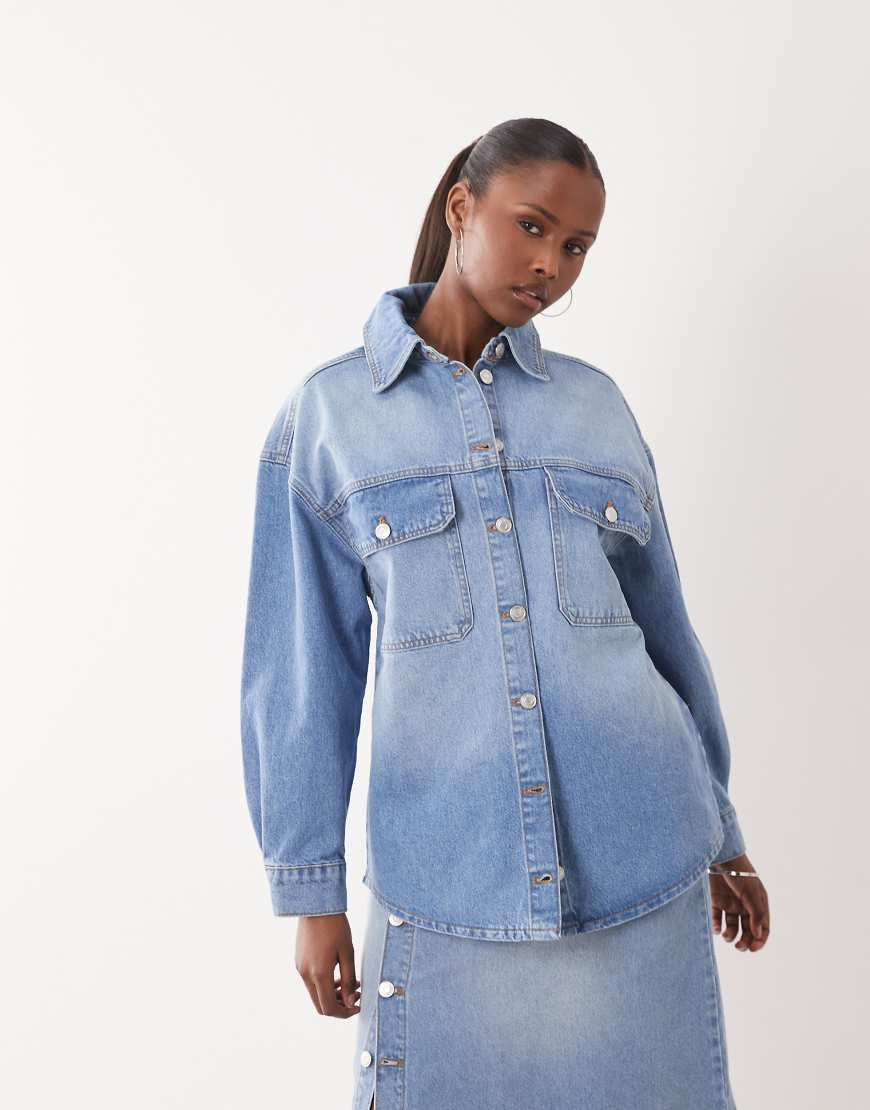 ASOS DESIGN over sized denim shirt-Blue | ASOS (Global)