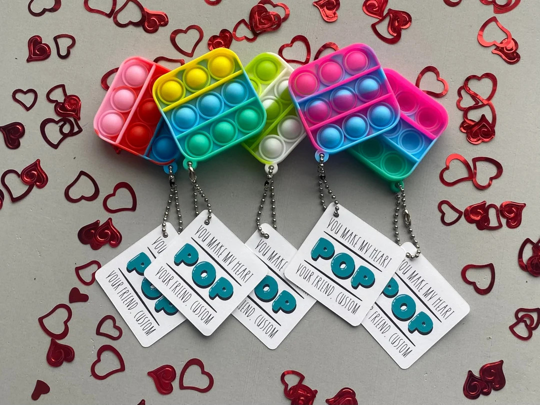12 Valentine's Day Pop Its, Personalized Class Valentines, Valentine's Day Pop-its, Pop It Keycha... | Etsy (US)
