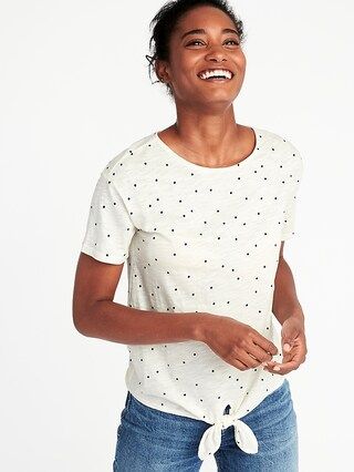 Relaxed Tie-Front Jersey Top for Women | Old Navy US