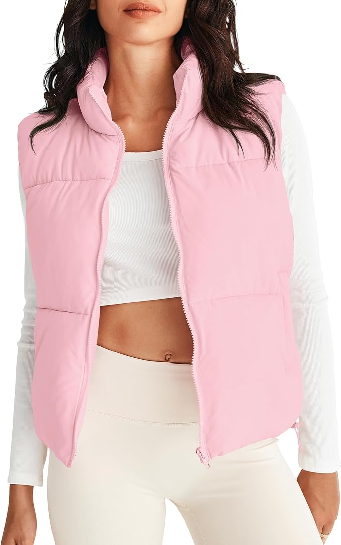 MEROKEETY Puffer Vest Women 2025 Fall Winter Sleeveless Jackets Lightweight Warm Stand Collar Qui... | Amazon (US)