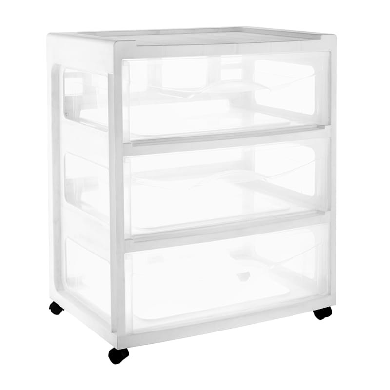 3-Drawer Cart Wide, White | At Home
