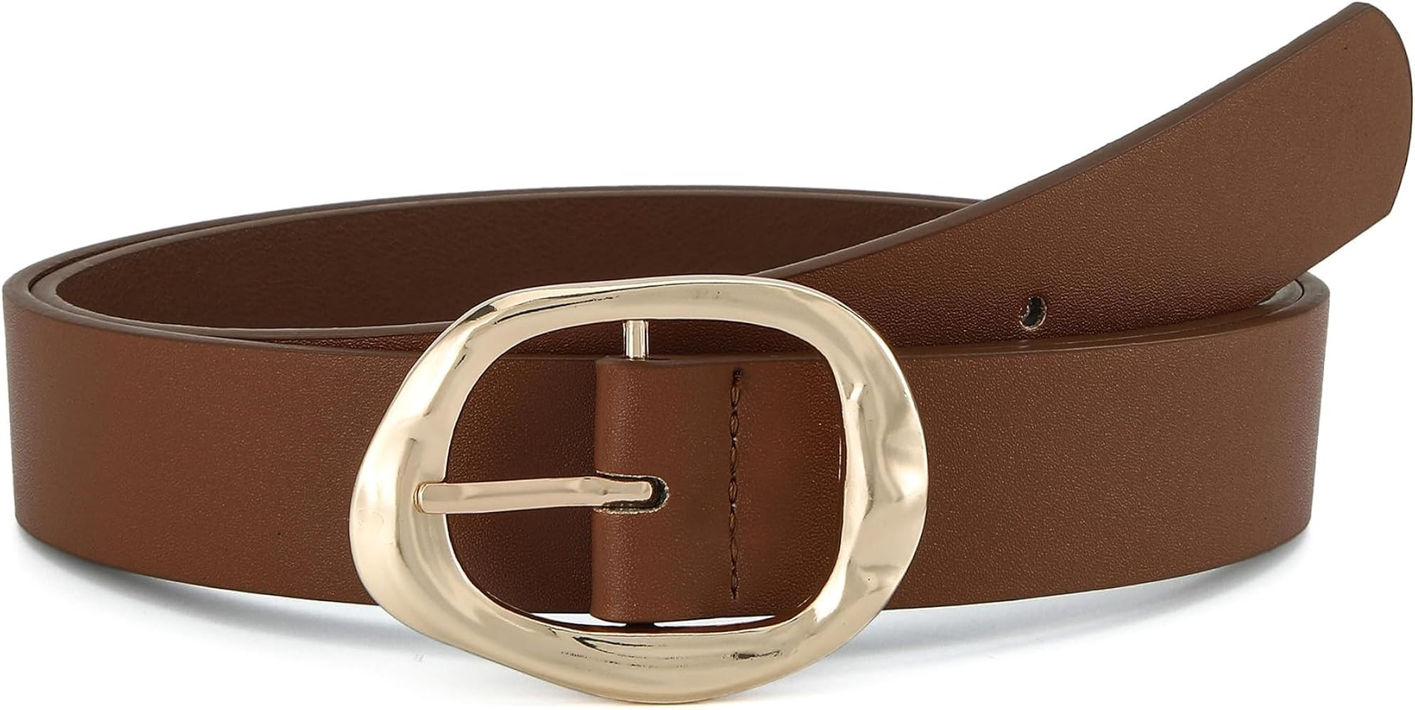 Earnda Leather Belts for Women Casual Fashion Waist Belt with Liquid Shapes Gold Buckle for Jeans... | Amazon (US)