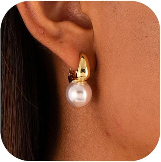 CHESKY Pearl Earrings for Women, Dainty 14K Gold Plated/Silver Plated Drop Quality Handpicked AAA... | Amazon (US)