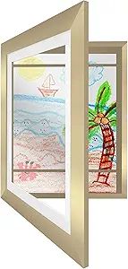 Amazon.com: Americanflat 10x12.5 Kids Artwork Picture Frame in Gold - Displays 8.5x11 With Mat an... | Amazon (US)