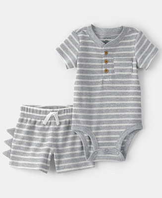 Carter's Baby Boys' Dino Spikes Waffle-Knit Short-Sleeve Bodysuit & Shorts, 2-Piece Set - Macy's | Macy's