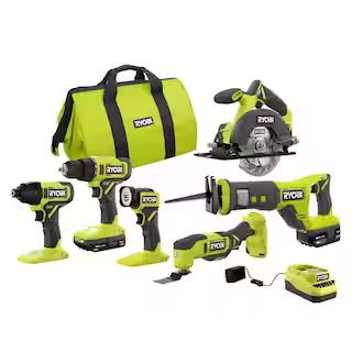 ExclusiveBlack FridayRYOBIONE+ 18V Cordless 6-Tool Combo Kit with 1.5 Ah Battery, 4.0 Ah Battery,... | The Home Depot