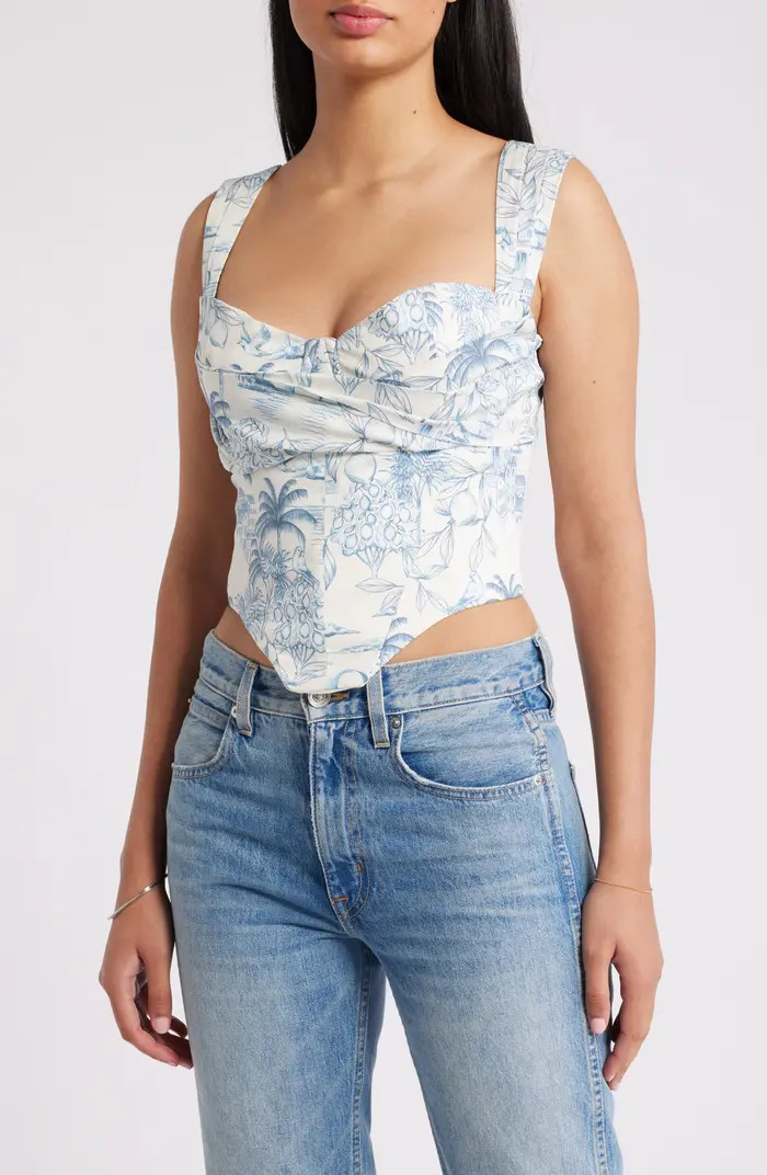 Draped Cotton Blend Corset Top | Nordstrom