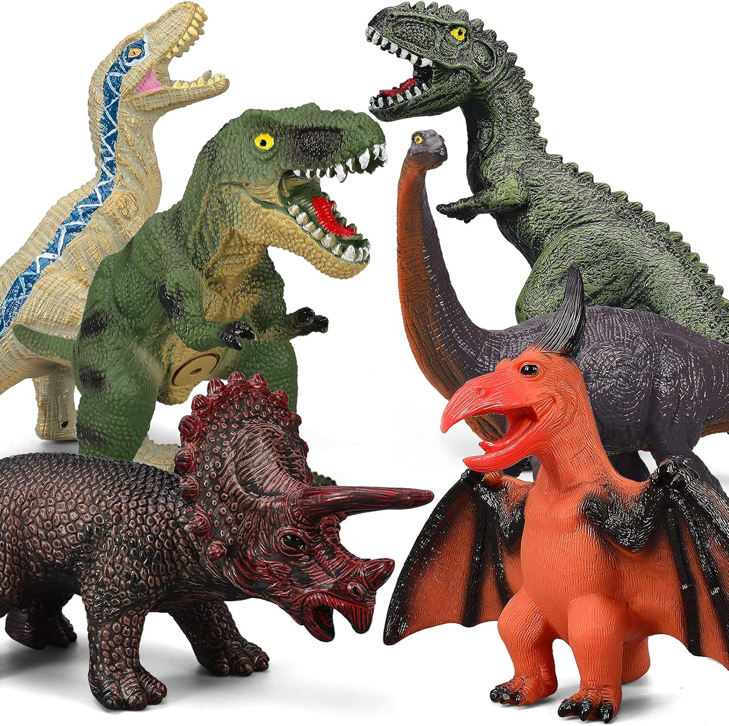 6 Piece Jumbo Dinosaur Toys for Kids 3-5 and Toddlers, Large Soft Dinosaur Toys for Lovers - Perf... | Amazon (US)