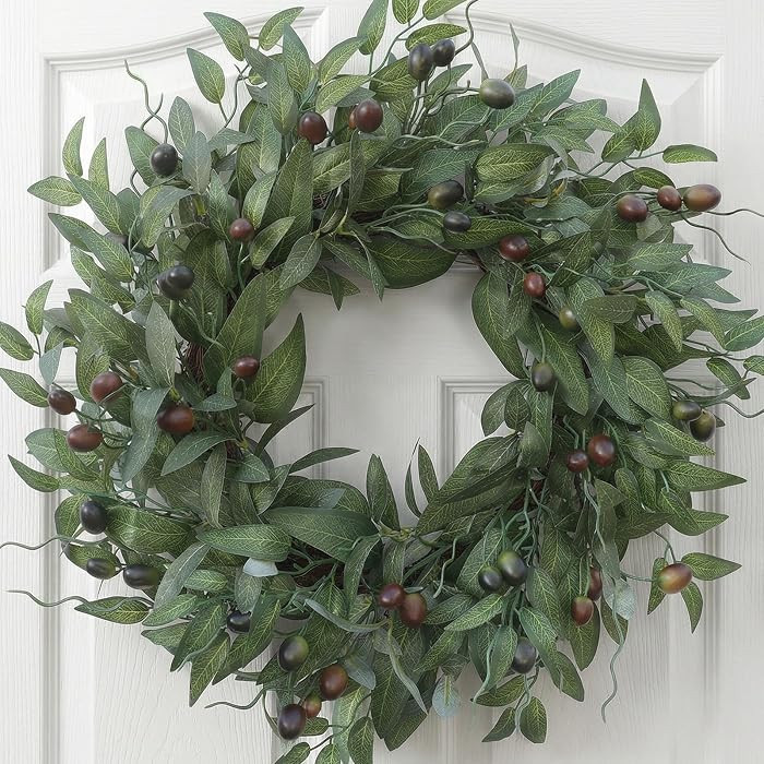 Olive Wreaths 20 Inch Wreath for Front Door with Purely Handmade Realistic Dense Olive Leaf Olive... | Amazon (US)