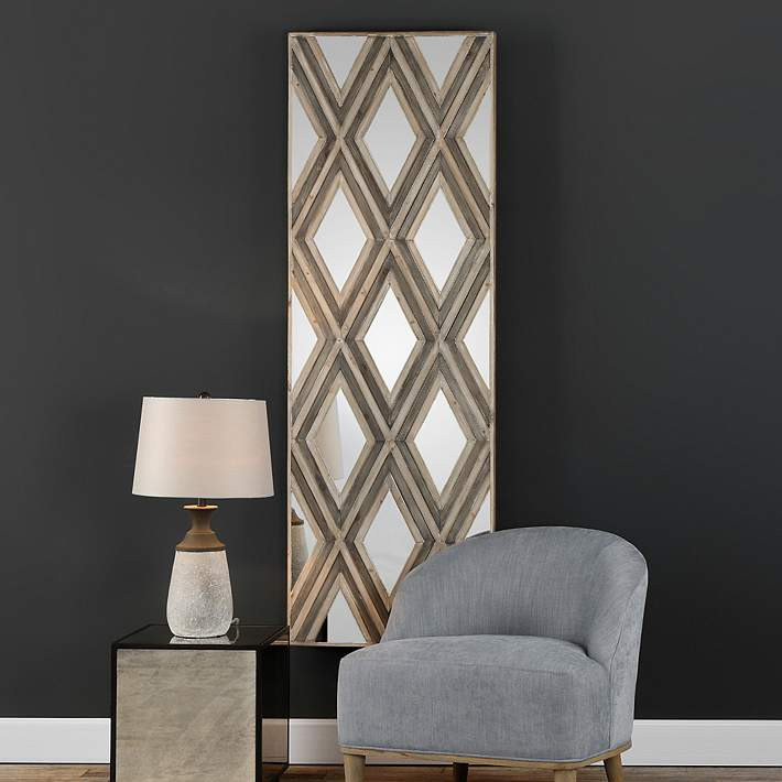 Tahir 72" High Geometric Argyle Pattern Mirrored Wall Art | Lamps Plus