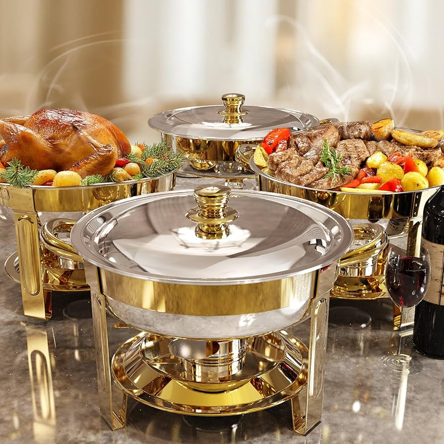 Chafing Dishes for Buffet Set,4 Pack 6QT, No Assemble Stainless Steel Food Warmers for Catering, ... | Amazon (US)